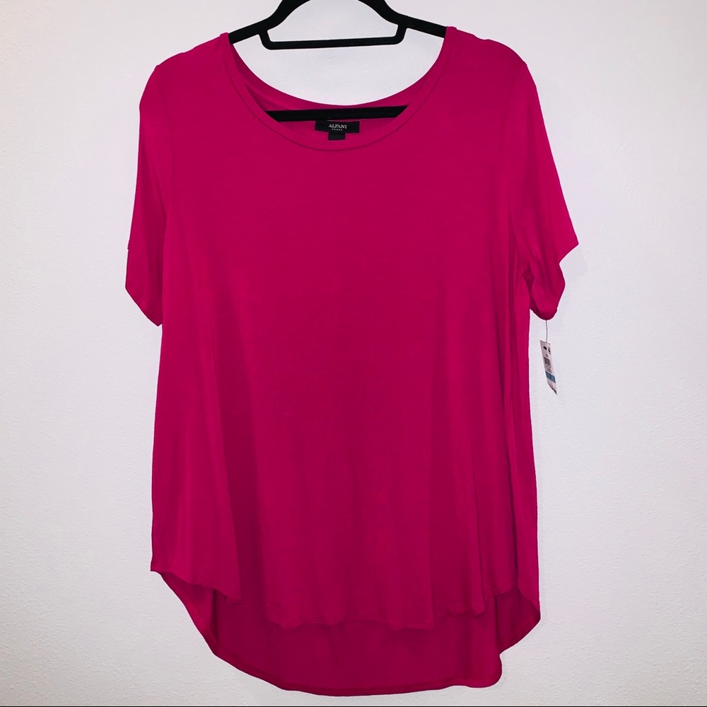 Alfani Plus Size Round Hem Magenta Tee